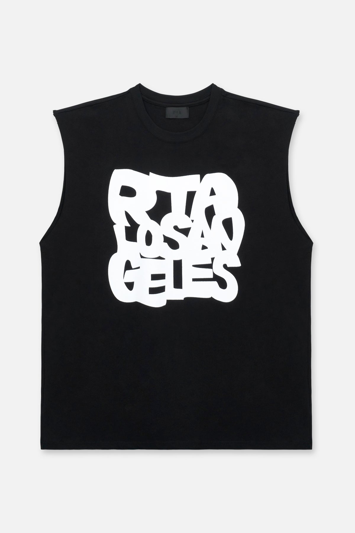 TERRY MUSCLE TEE | Black Wave RTA | Men's Sleeveless Workout Shirt for Gym & Running | Comfortable Athletic Tank Top