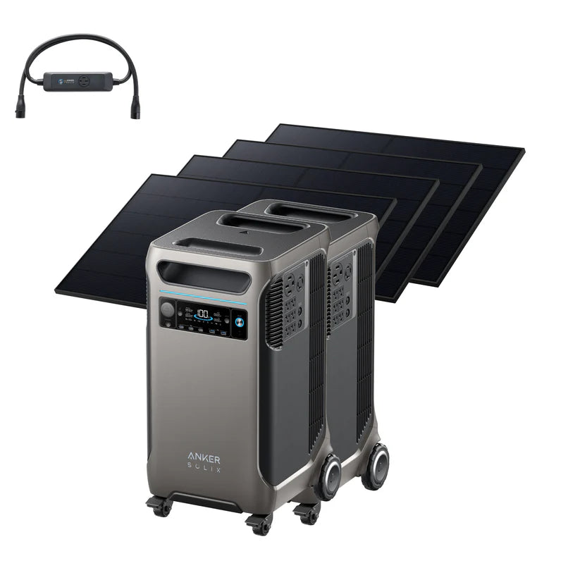 2 x Anker SOLIX F3800 Portable Power Station with Double Power Hub & 4 x 410W Solar Panels - Perfect for Home Backup, RV Camping, and Off-Grid Power Solutions