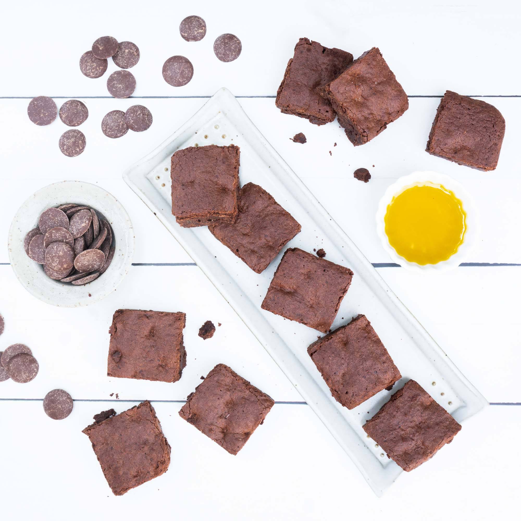 Triple Chocolate Olive Oil Brownies - Rich Fudgy Homemade Dessert for Baking, Parties & Gifts | Vegan & Gluten-Free Option