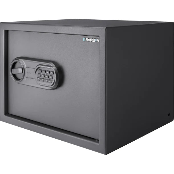 Barska AX13748 WardenLight Mini LED Digital Keypad Safe - Compact Biometric Fingerprint Security Box for Home, Office & Travel - Protect Cash, Jewelry, Documents & Valuables
