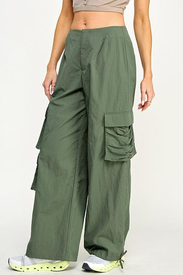 Perry Parachute Pants for Men - Olive Green Tactical Cargo Pants with Multiple Pockets | Perfect for Hiking, Outdoor Adventures & Military Style