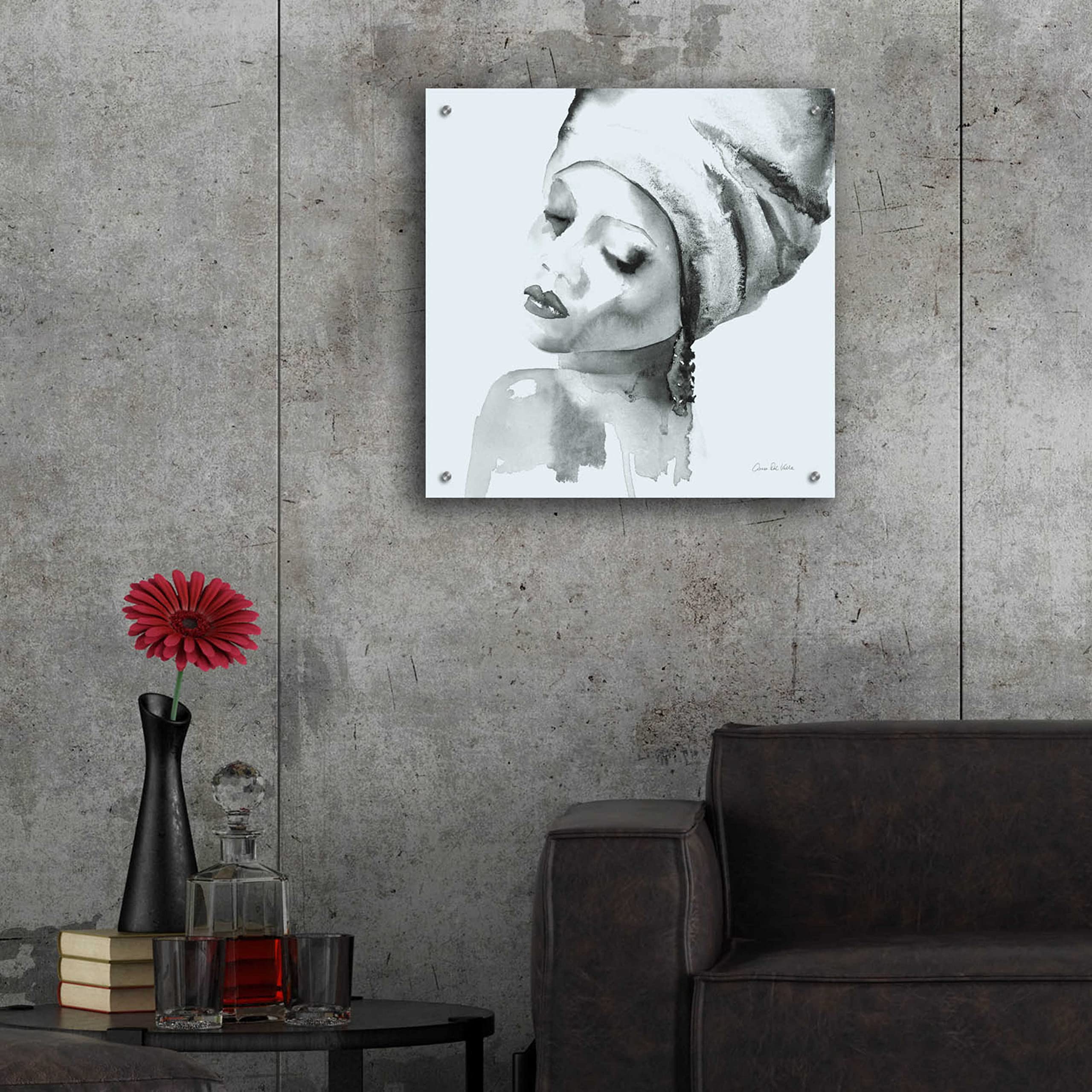 Alan Majchrowicz 'Woman I Blue' Acrylic Glass Wall Art - 24x24 Inch Modern Abstract Painting for Living Room, Bedroom & Office Decor