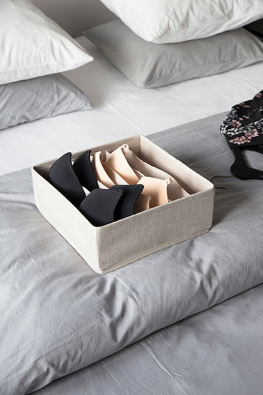 6-Compartment Drawer Organizer - Grey or Beige | Space-Saving Storage Solution for Closet, Kitchen & Office Organization