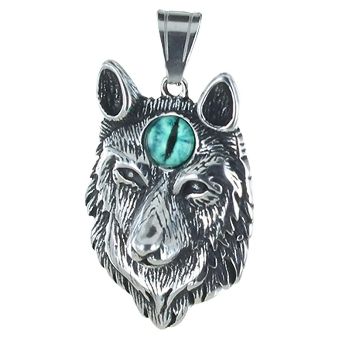 GoSteel Men's Direwolf Evil Eye Pendant Necklace - Stainless Steel Protection Amulet for Men - Perfect for Gifts, Fashion & Spiritual Protection