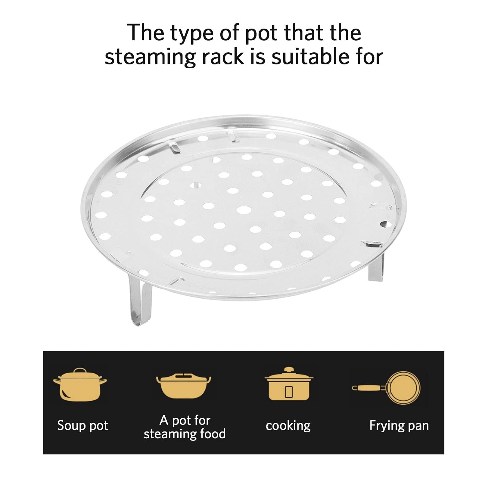 Stainless Steel Steamer Rack 9.5 Inch with Removable Legs - Steam Tray for Pressure Cooker, Canner & Instant Pot - Round Pot Steaming Tray for Vegetables, Dumplings & Seafood (24x24x5cm) - Perfect for Healthy Cooking & Meal Prep