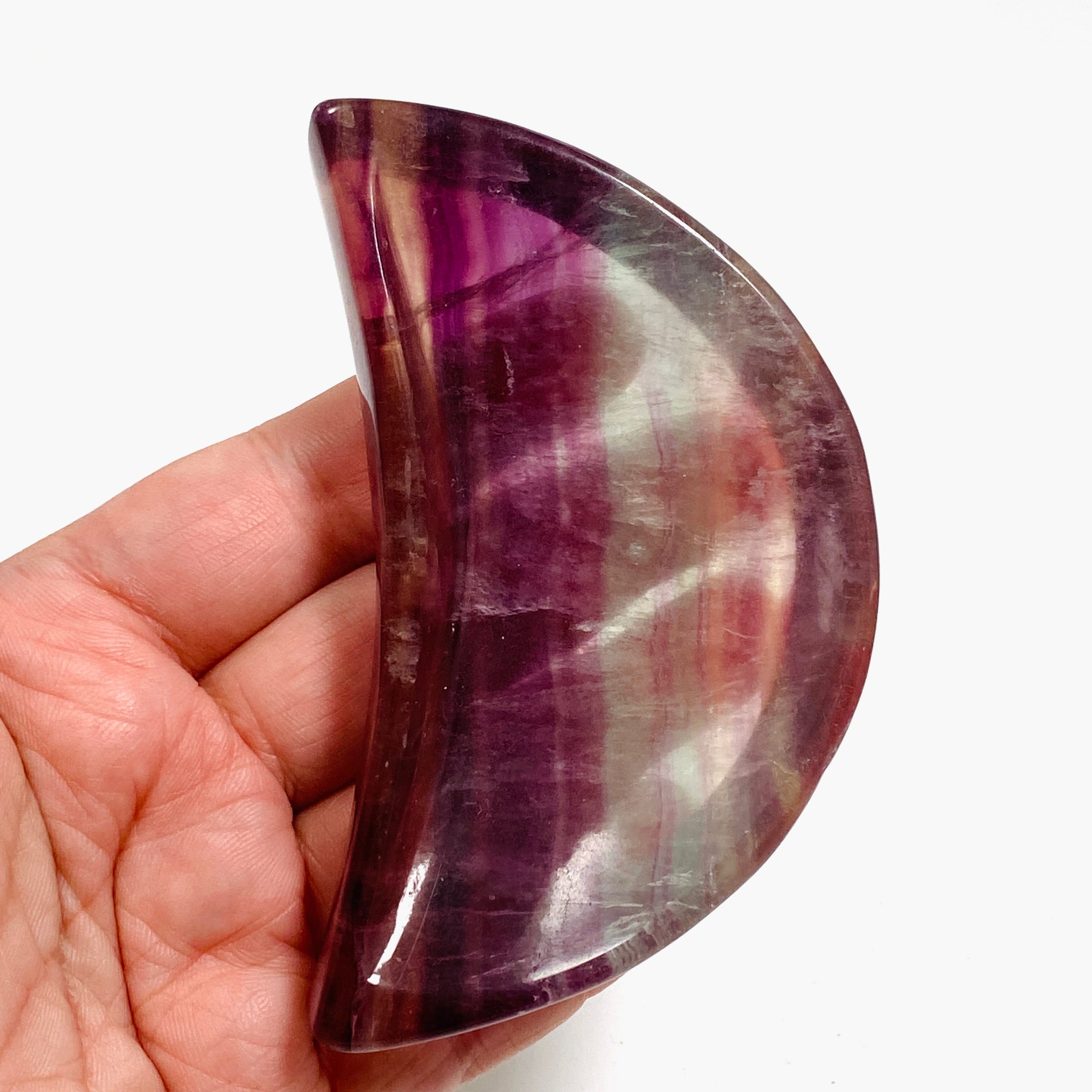 Fluorite Moon Bowl FMB 01 - Handmade Crystal Healing Bowl for Meditation, Yoga & Home Decor | Perfect for Spiritual Healing, Chakra Balancing & Positive Energy