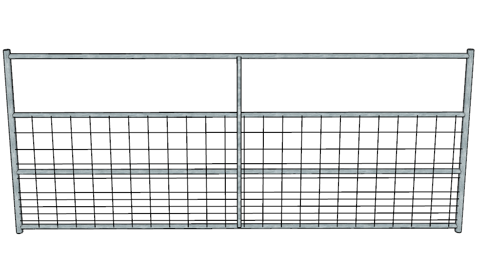 10 Ft Galvanized 4-Rail Livestock Fence with Mesh Panel - Durable Small Animal Enclosure for Goats, Sheep & Poultry - Perfect for Farm, Ranch & Backyard Use