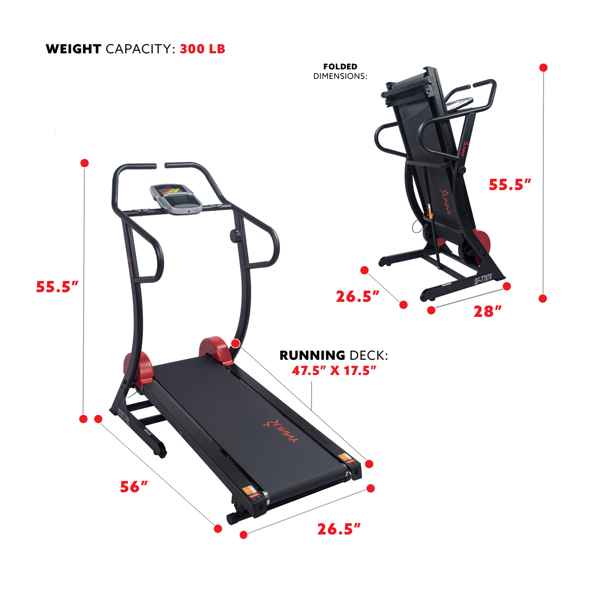 Cardio Trainer Manual Treadmill - 300 lb Weight Capacity with Adjustable Incline for Home Gym & Small Spaces | Perfect for Walking Exercise & Indoor Fitness
