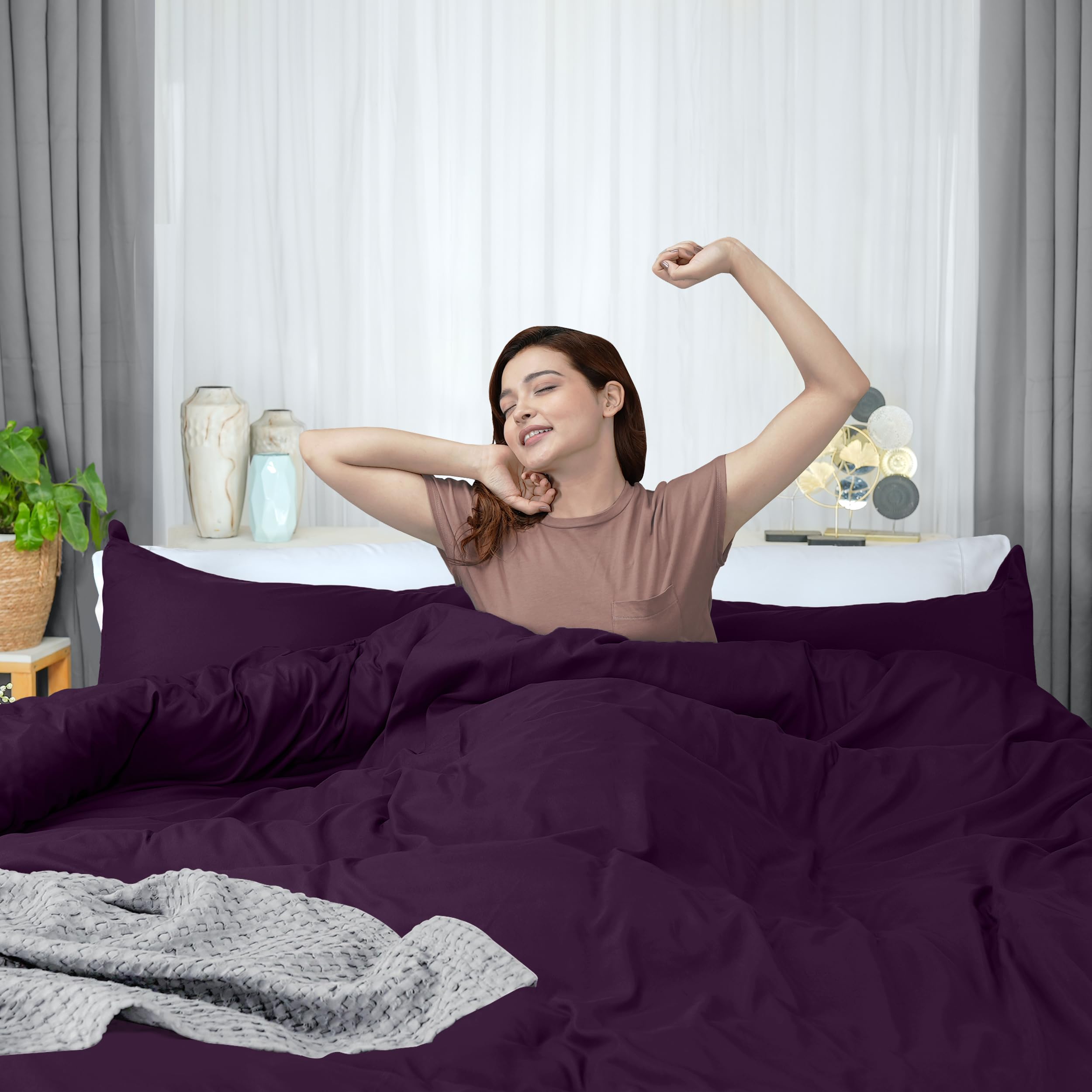 Utopia Bedding King Size Duvet Cover Set - 1 Duvet Cover & 2 Pillow Shams (3-Piece) | Soft Brushed Microfiber with Zipper Closure | 104x90 Inches | Purple | Perfect for Master Bedroom, Guest Room & Luxury Hotel Style Bedding