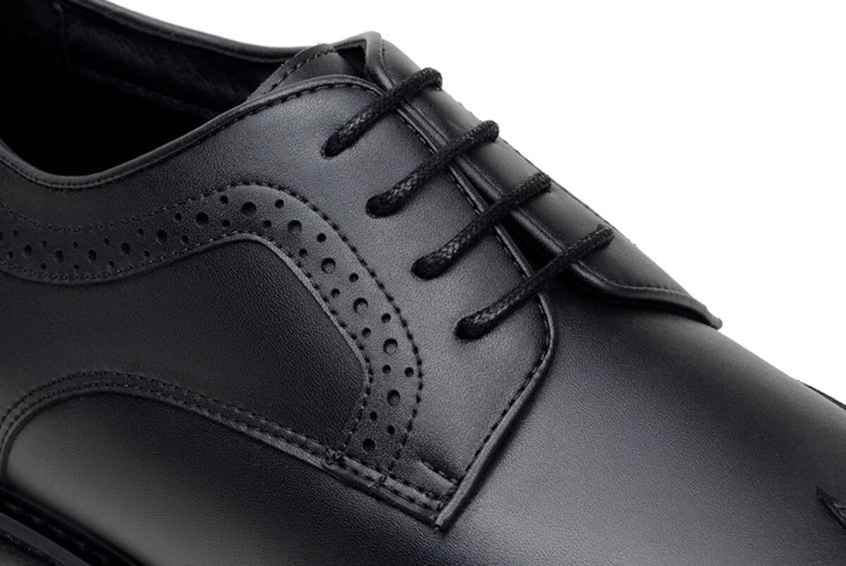 Ahimsa Black Harry Brogue Shoes for Men - Wide Width Comfortable Leather Oxfords for Business & Casual Wear