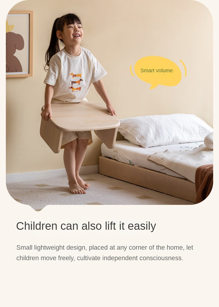Birch Washed White Kids Bedside Table - Low Stool for Children's Room, Nursery, or Playroom - Perfect for Bedtime Stories, Storage & Decor