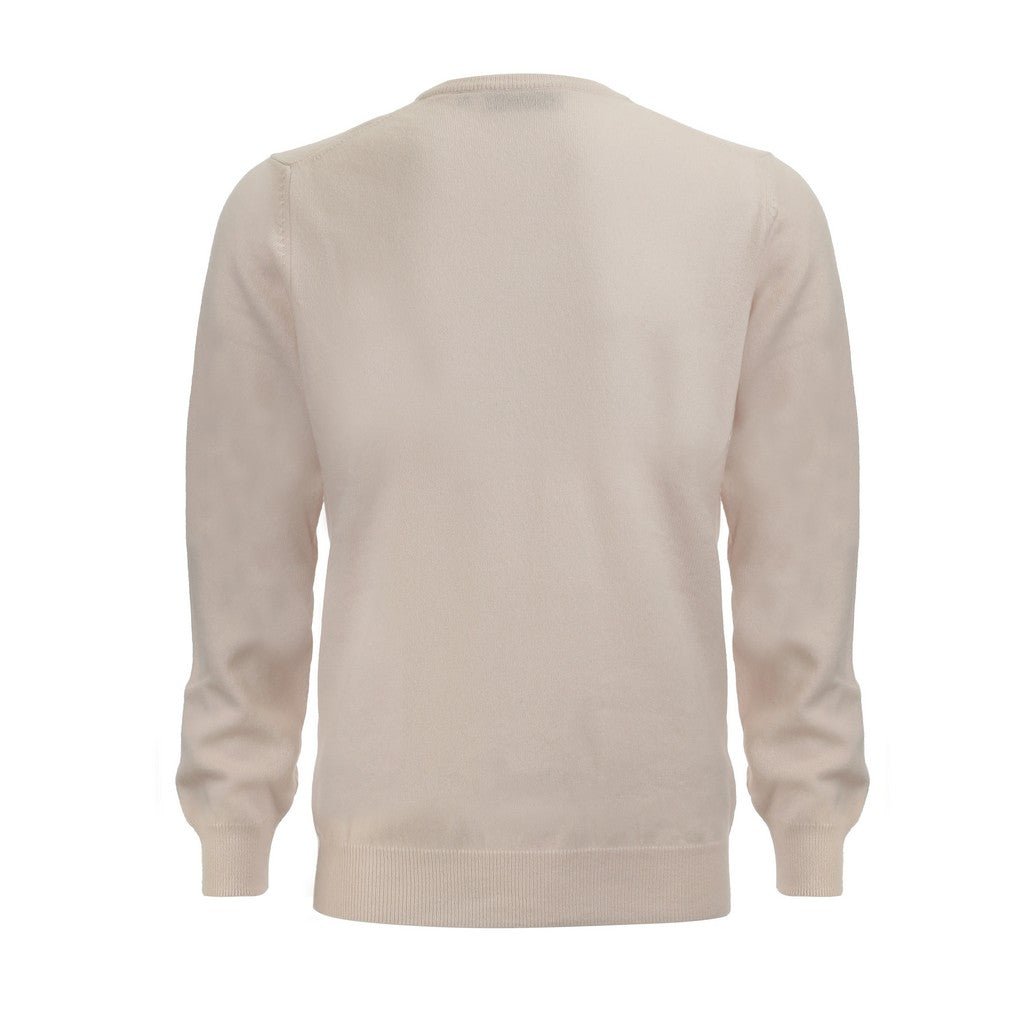 Premium 100% Cashmere V-Neck Sweater for Men - Soft & Warm 12GG Knit in Cream - Perfect for Office, Date Night & Winter Layering