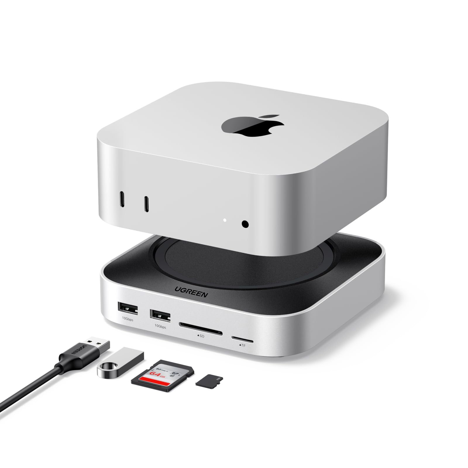 UGREEN Mac mini M4 Docking Station with NVMe SSD Enclosure, 6-in-1 USB C Hub with 4K HDMI, USB A/C Ports - Perfect for Home Office & Video Editing Setup