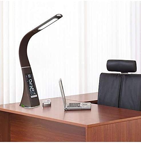LED Desk Lamp with Eye Protection, Time/Date/Temperature Display, USB Powered - Perfect for Reading, Studying & Office Work
