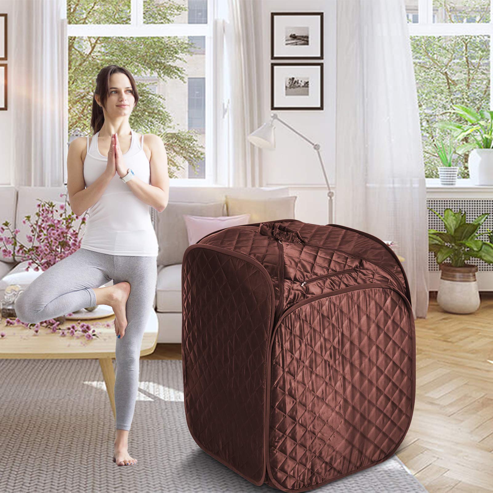 Portable Steam Sauna Tent for Home Spa - 2L Steam Pot, 9 Temp Levels, Remote Control, Folding Chair - Detox & Weight Loss (31.5