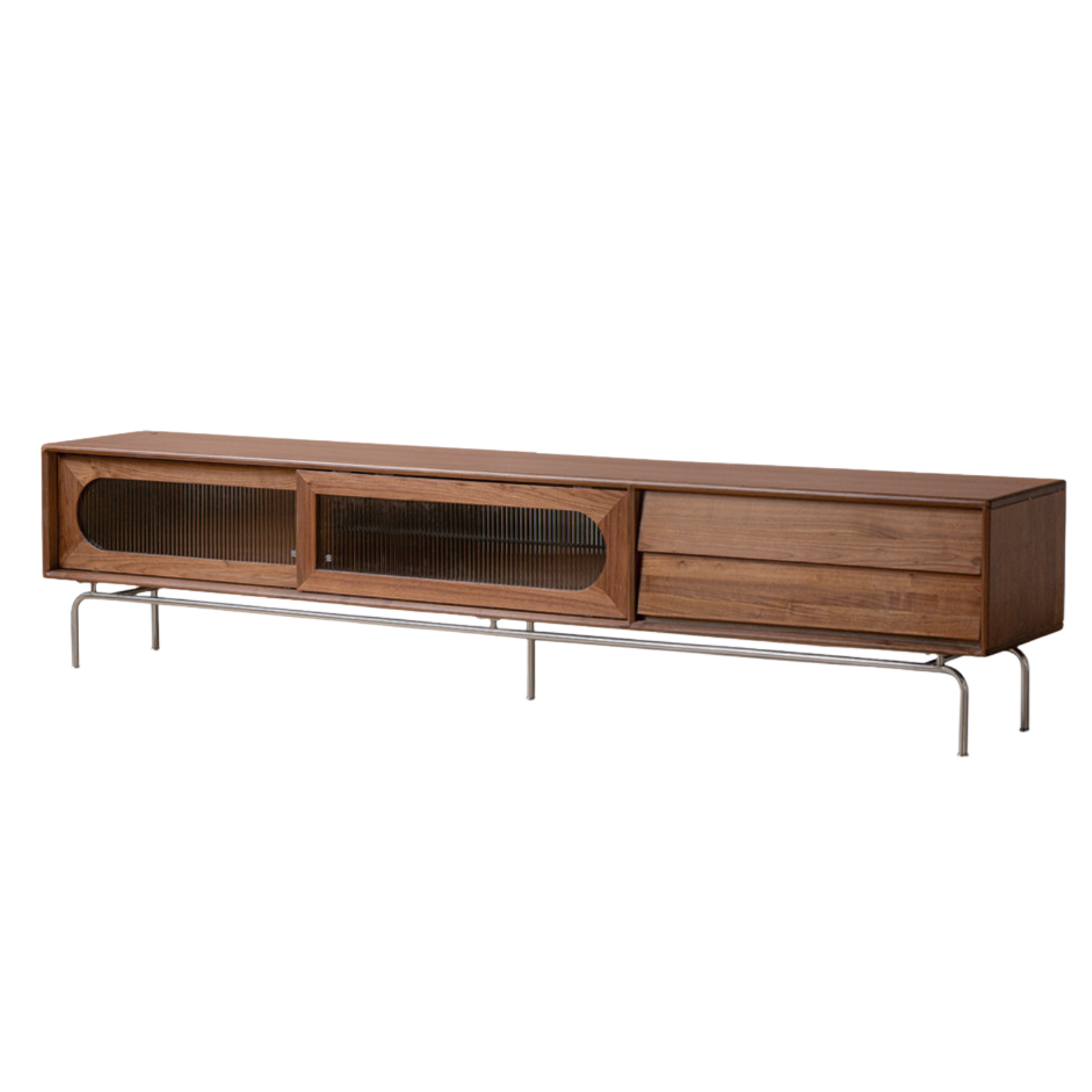 Solid Black Walnut Wood TV Stand with Sliding Barn Doors - Rustic High Foot Floor Storage Cabinet for Living Room, Bedroom & Home Theater