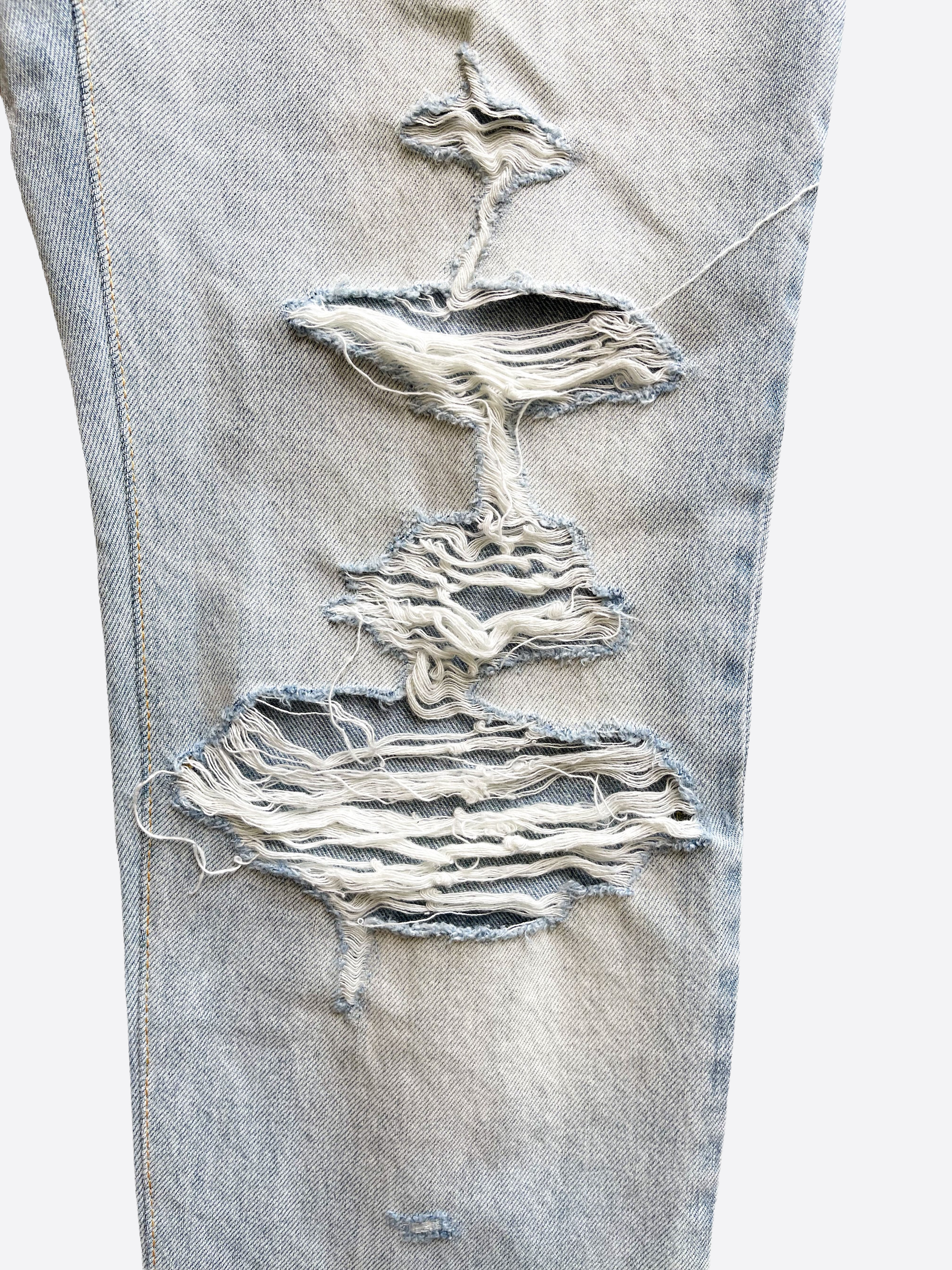 Amiri Light Blue Distressed Jeans for Men - Vintage Washed Slim Fit Denim Pants | Perfect for Casual Wear, Street Style & Night Out