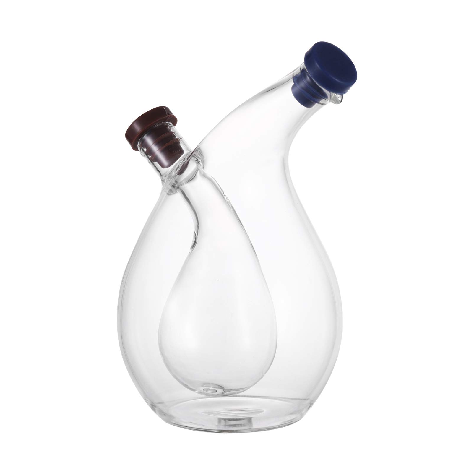 Premium Glass Olive Oil & Vinegar Dispenser Bottle Set - 2 in 1 Dual Spout Cruet for Kitchen, Salad Dressing & Cooking - Leak-Proof Oil & Vinegar Pourer for Countertop & Dining Table