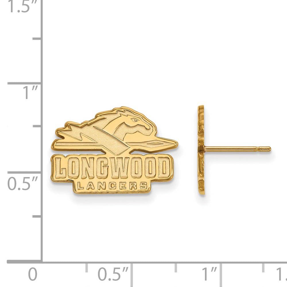 10k Yellow Gold Longwood University Small Post Earrings - Perfect for Graduation Gifts, School Spirit & Everyday Wear