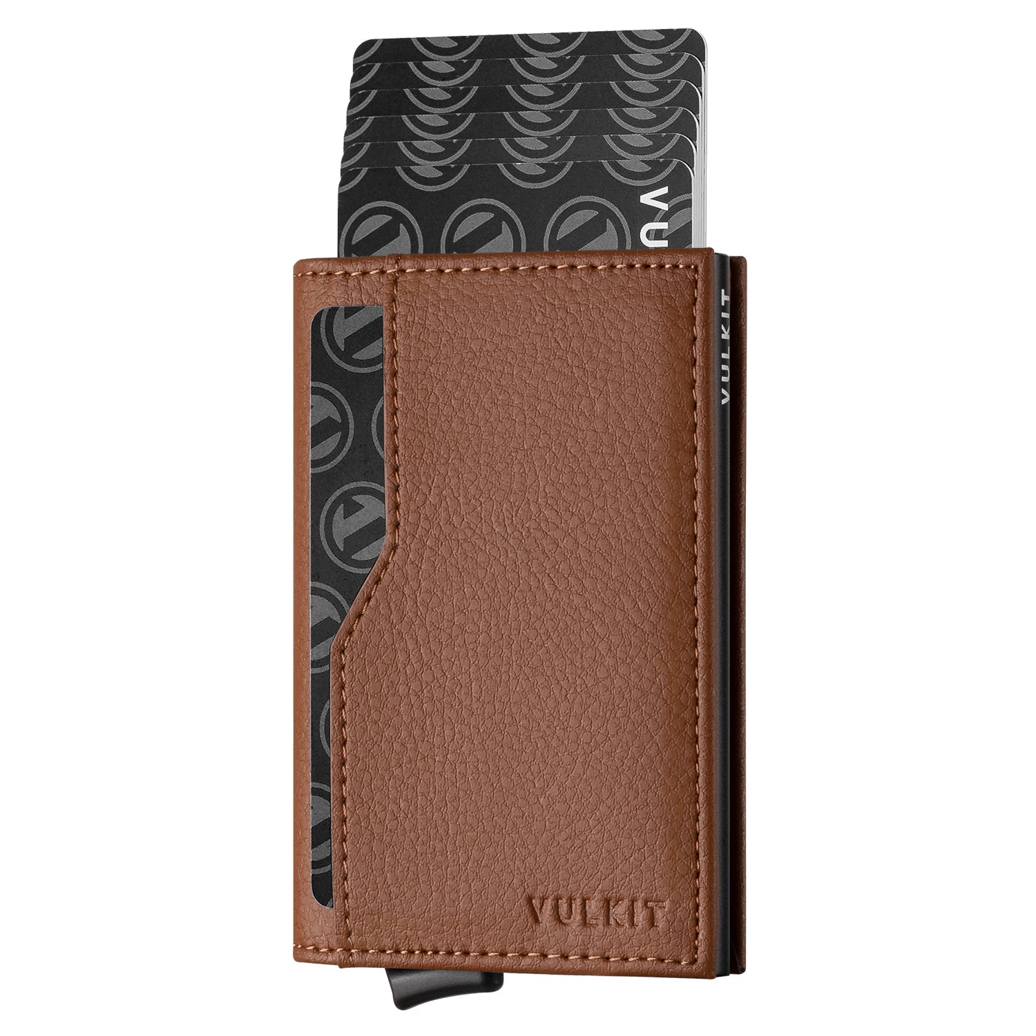 VC205 Men's RFID Blocking Leather Card Holder Wallet with Double ID Windows - Holds 12 Cards, Slim & Secure for Travel, Business & Everyday Use