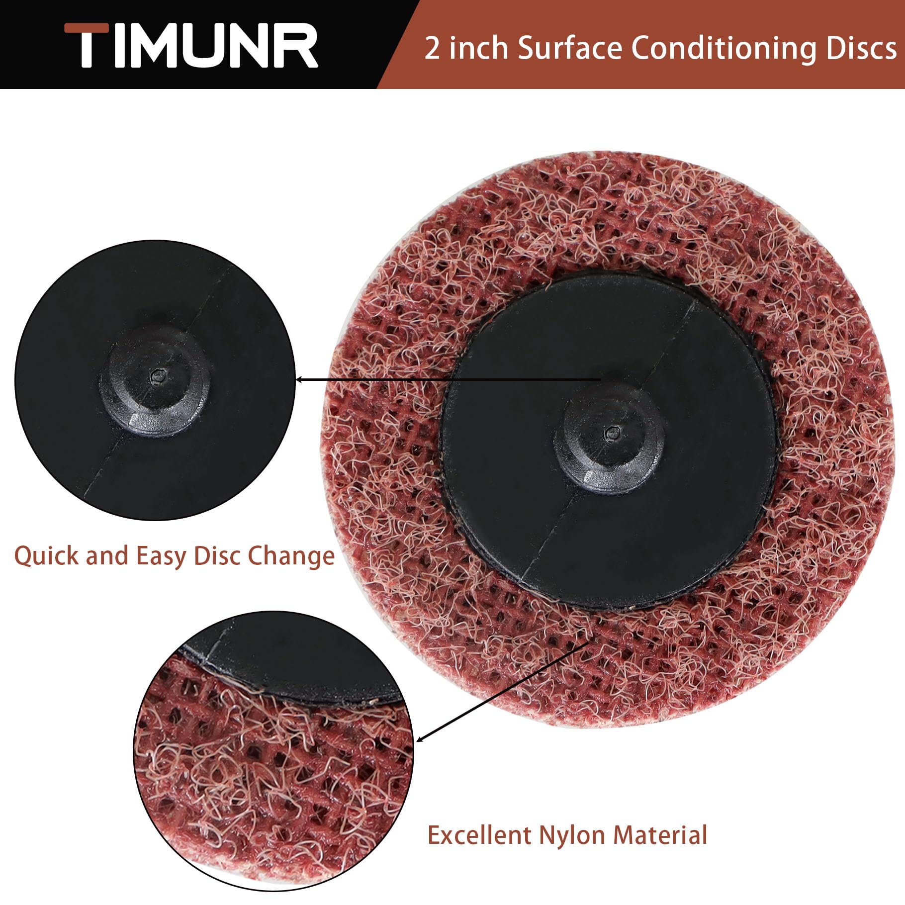 50Pcs 2 Inch Quick Change Sanding Discs - Medium Grit Surface Prep Conditioning Discs for Stripping, Grinding, Polishing & Finishing - Perfect for Woodworking, Metalworking & DIY Projects