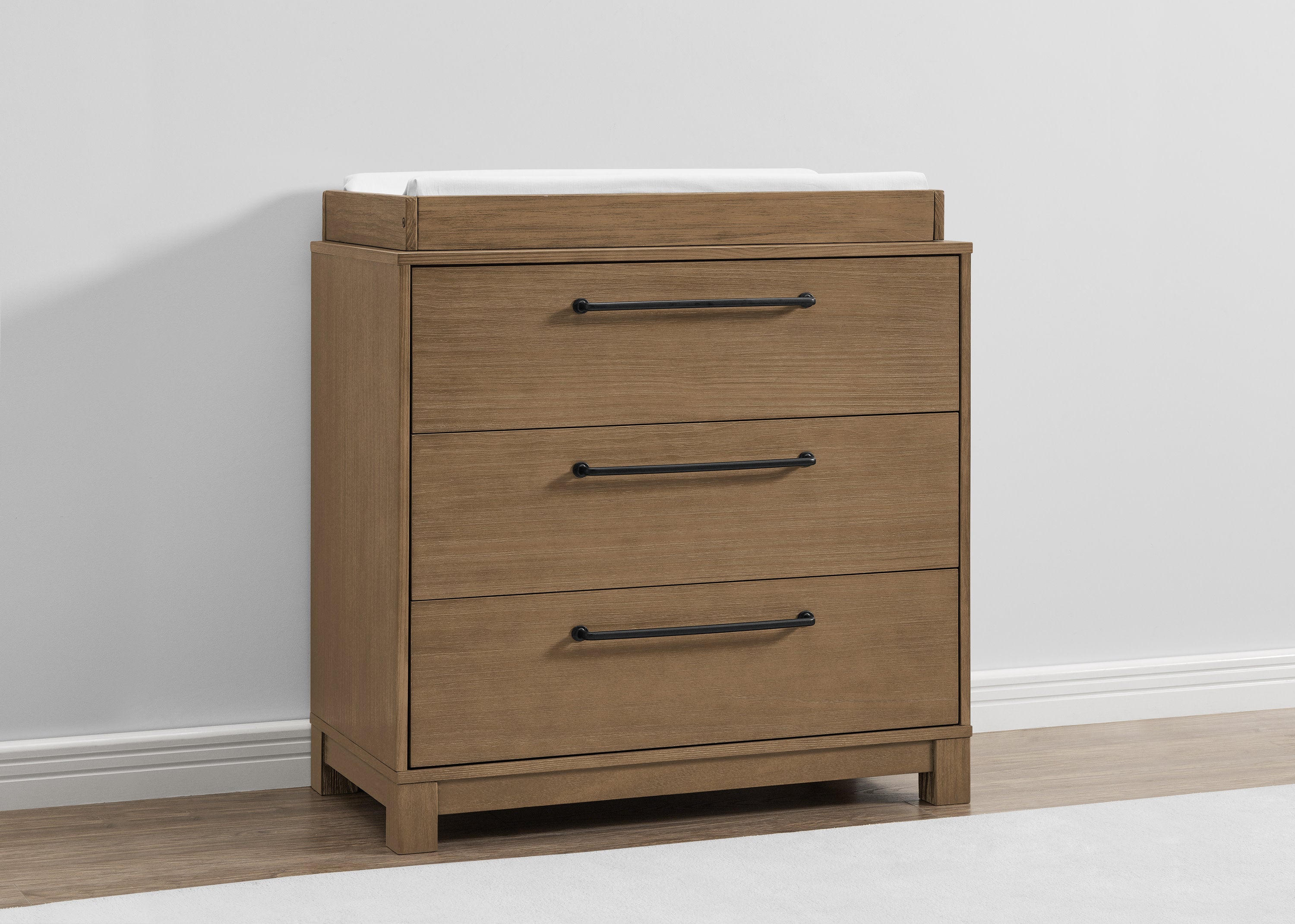 Rustic 3-Drawer Wooden Dresser with Interlocking Drawers - Perfect for Bedroom Storage & Farmhouse Decor