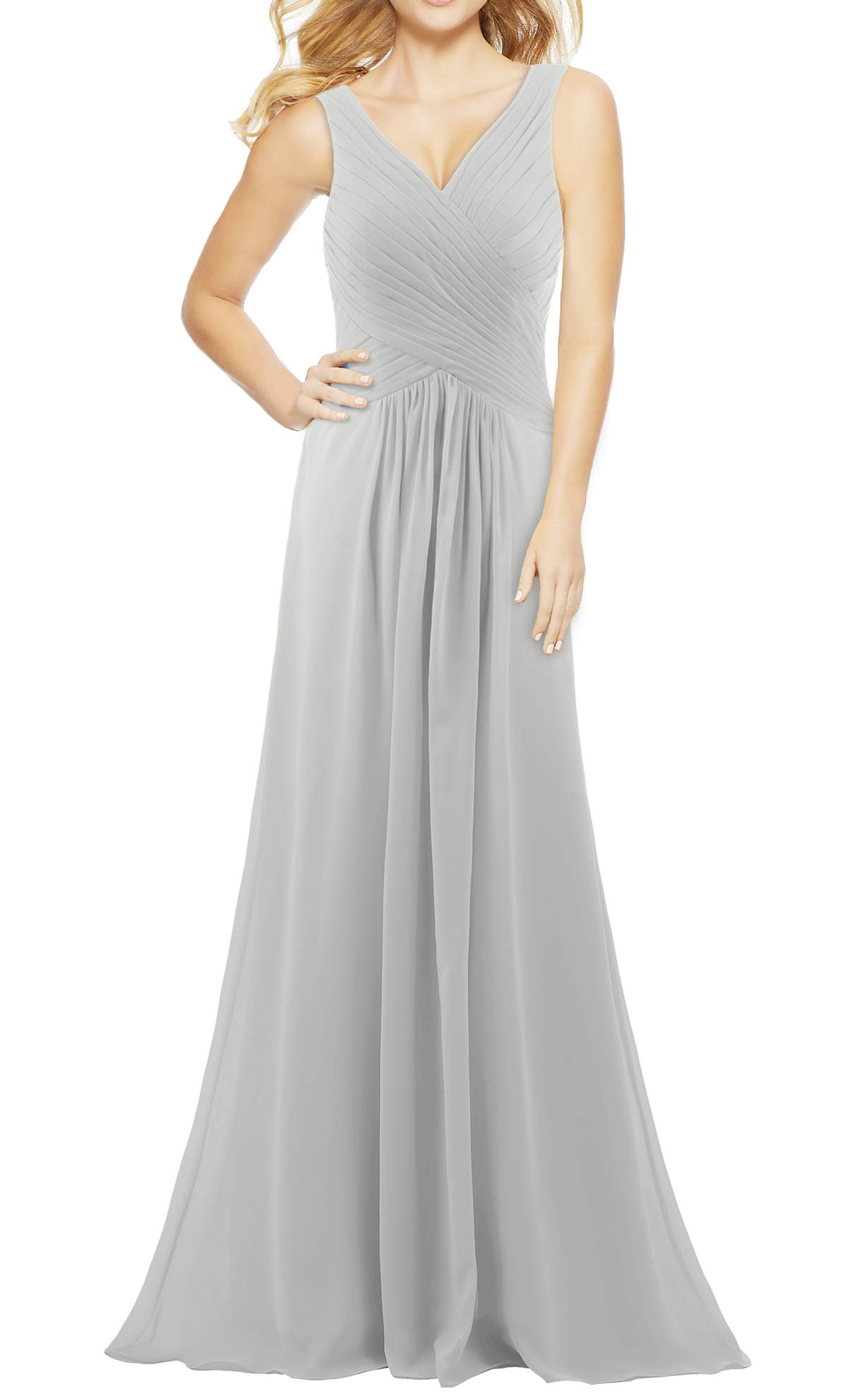 Elegant Women's V-Neck Sleeveless Long Bridesmaid Dress 2023 - Formal Wedding Guest Evening Party Gown for Fall | Perfect for Weddings, Galas, and Special Occasions