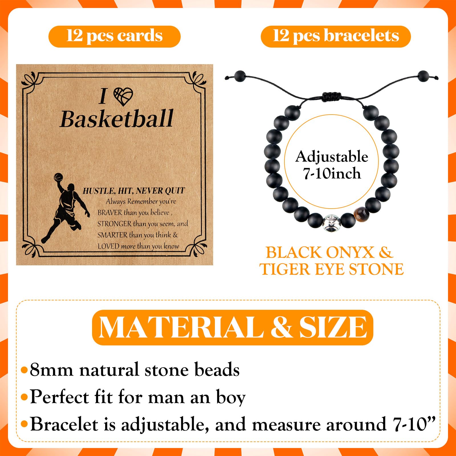 12-Pack Adjustable Beaded Sports Bracelets for Women & Men - Football, Softball, Soccer, Volleyball, Golf, Basketball, Hockey - Stretchy Team Spirit Jewelry Gifts for Athletes & Fans - Perfect for Game Days, Training & Casual Wear