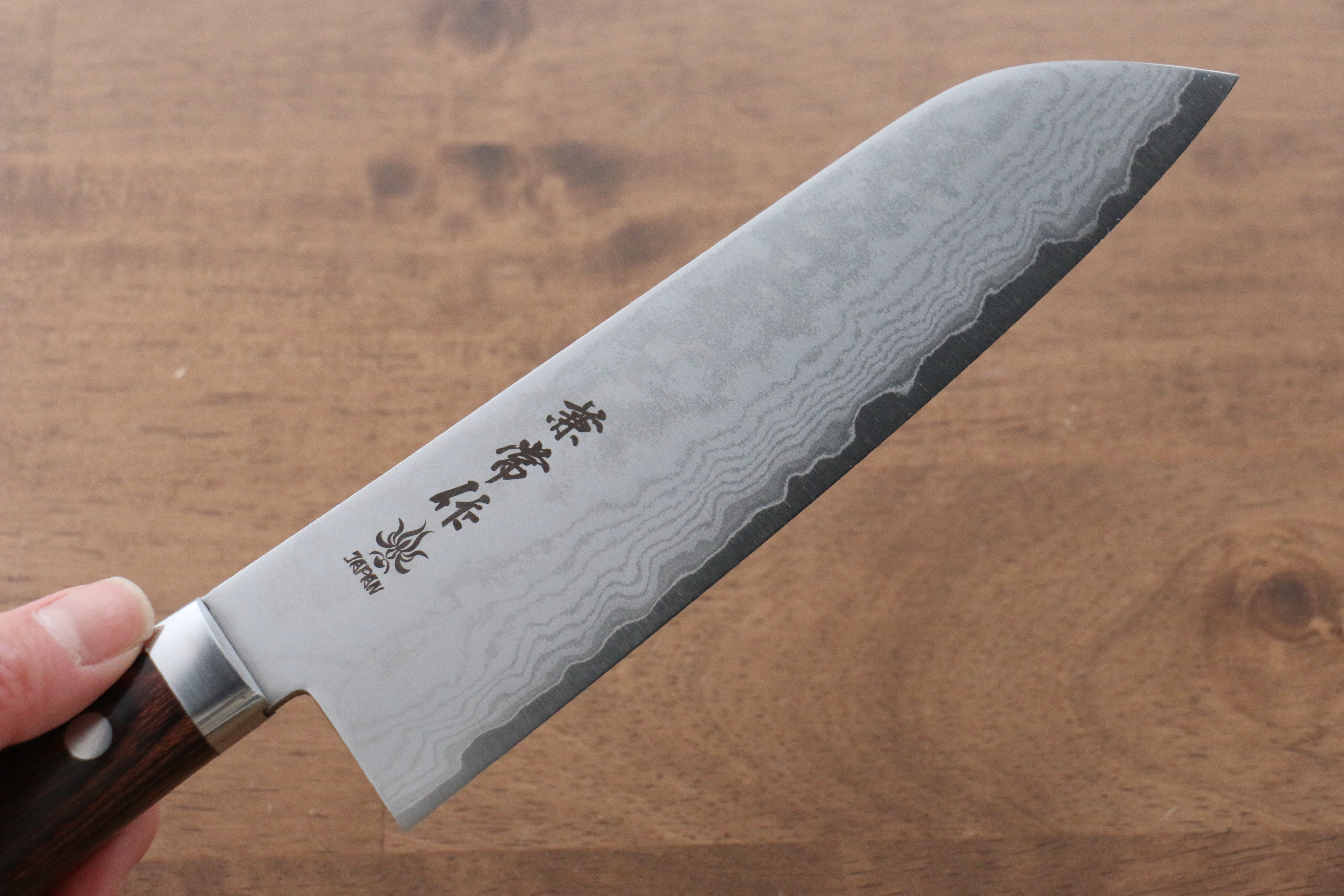 Premium Kanetsune VG1 17-Layer Damascus Steel Santoku Knife 165mm with Mahogany Handle - Perfect for Sushi, Vegetables & Meat Cutting - Professional Japanese Kitchen Knife for Chefs & Home Cooking