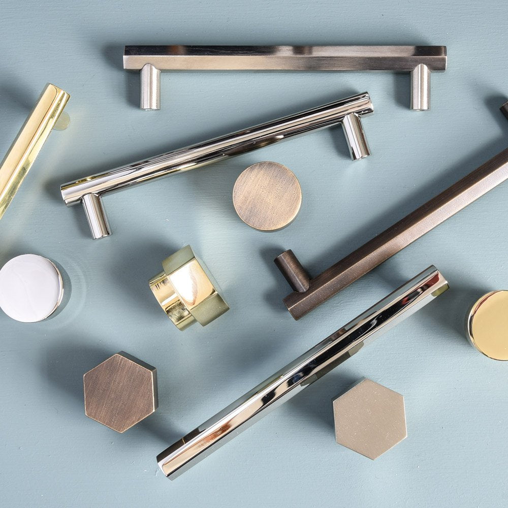 Polished Nickel Hex Cabinet Knobs - Set of 10, Modern Kitchen & Bathroom Hardware, Durable Metal Drawer Pulls for Cabinets, Dressers & Furniture - Perfect for Home Renovation & DIY Projects