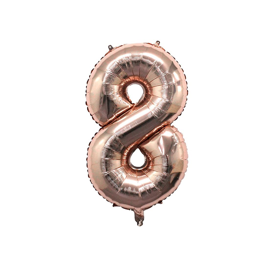 Rose Gold Number 8 Balloon for Birthday Parties, Anniversaries, and Special Events - One Size Fits All Decorations