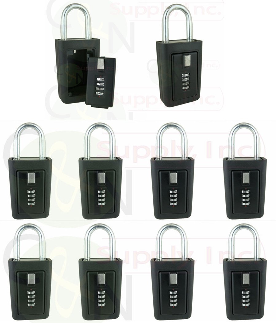 4-Digit Combination Key Storage Lockbox - Portable & Secure Safe Box for Keys, Money, Valuables - Set Your Own Code - Ideal for Home, Office, Travel & Outdoor Use (10 Pack)
