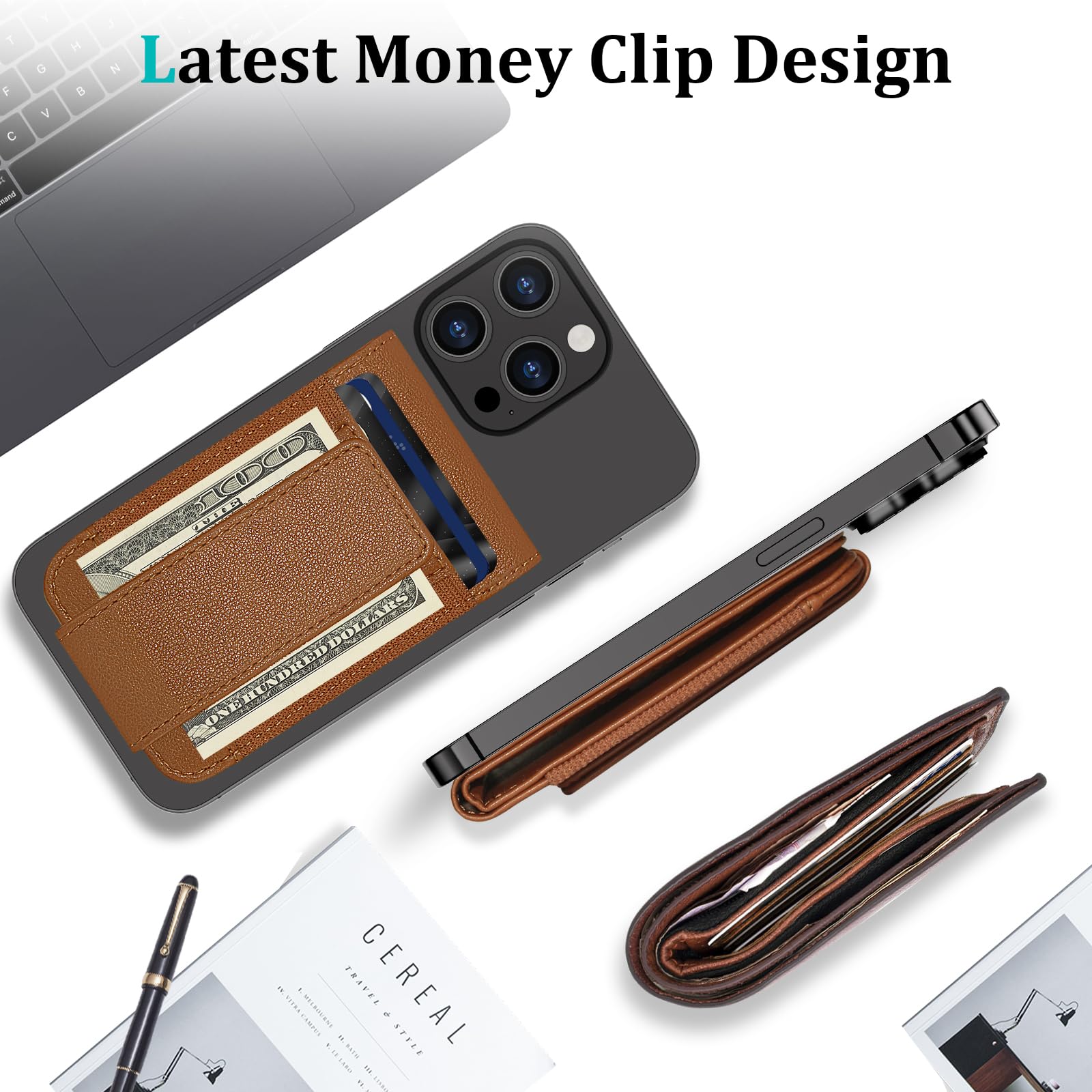 Magnetic Phone Wallet for iPhone 16/15/14/13/12 Pro Max Plus - Detachable MagSafe Wallet with Adjustable Stand, Money Clip & 10+ Card Holder - Perfect for Travel, Shopping & Everyday Use