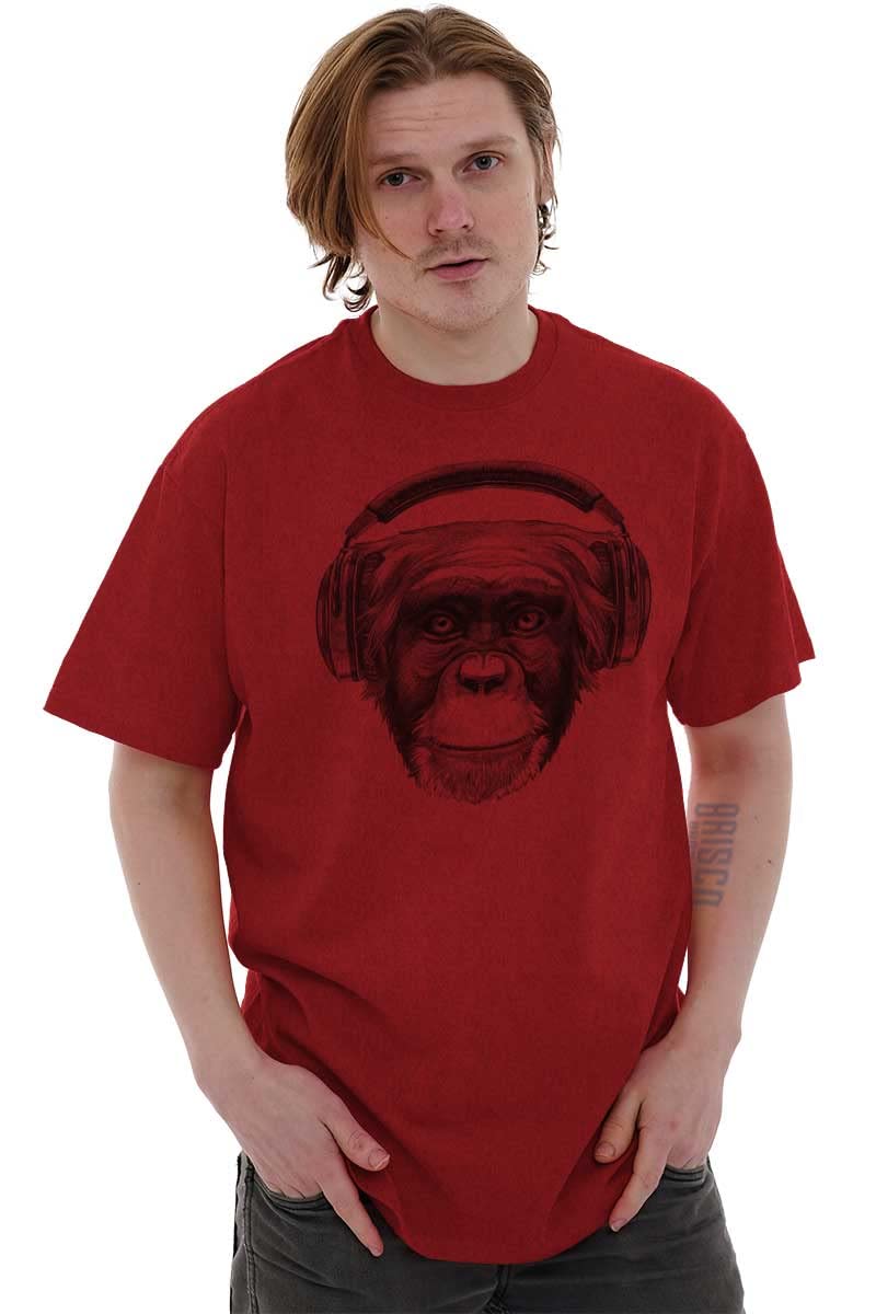 Smile Monkey Headphones Hipster Graphic T-Shirt for Men & Women - Trendy Funny Casual Tee for Music Lovers, Streetwear & Gifts