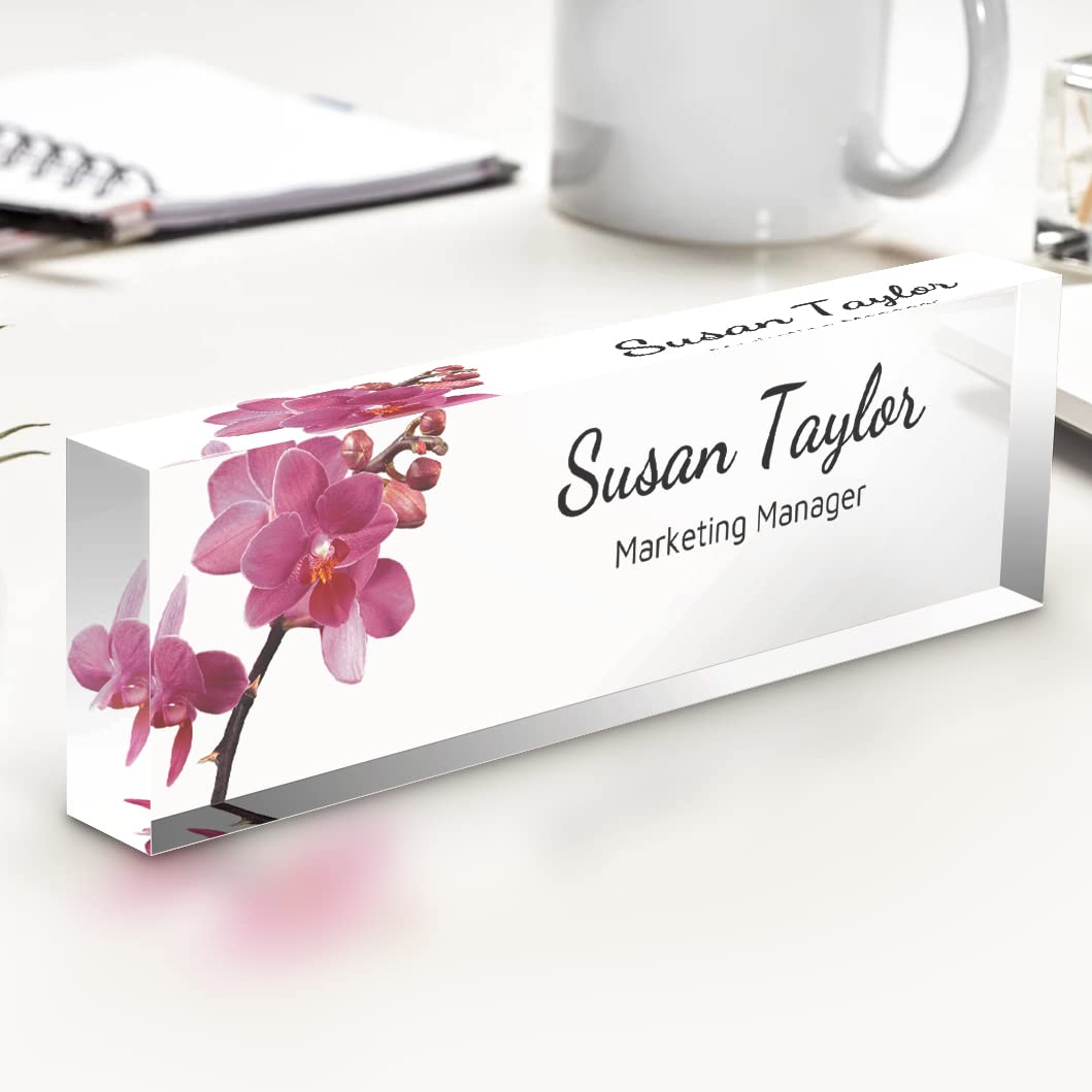 Custom Acrylic Office Desk Name Plate - Personalized Business Name Tag for Professionals, Friends & Coworkers - 8