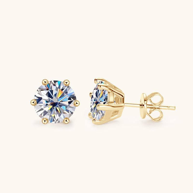 Classic Six Prong Moissanite Stud Earrings for Women | 1ct Round Cut Diamond Simulant Earrings | Hypoallergenic 925 Sterling Silver | Perfect for Wedding, Anniversary & Everyday Wear
