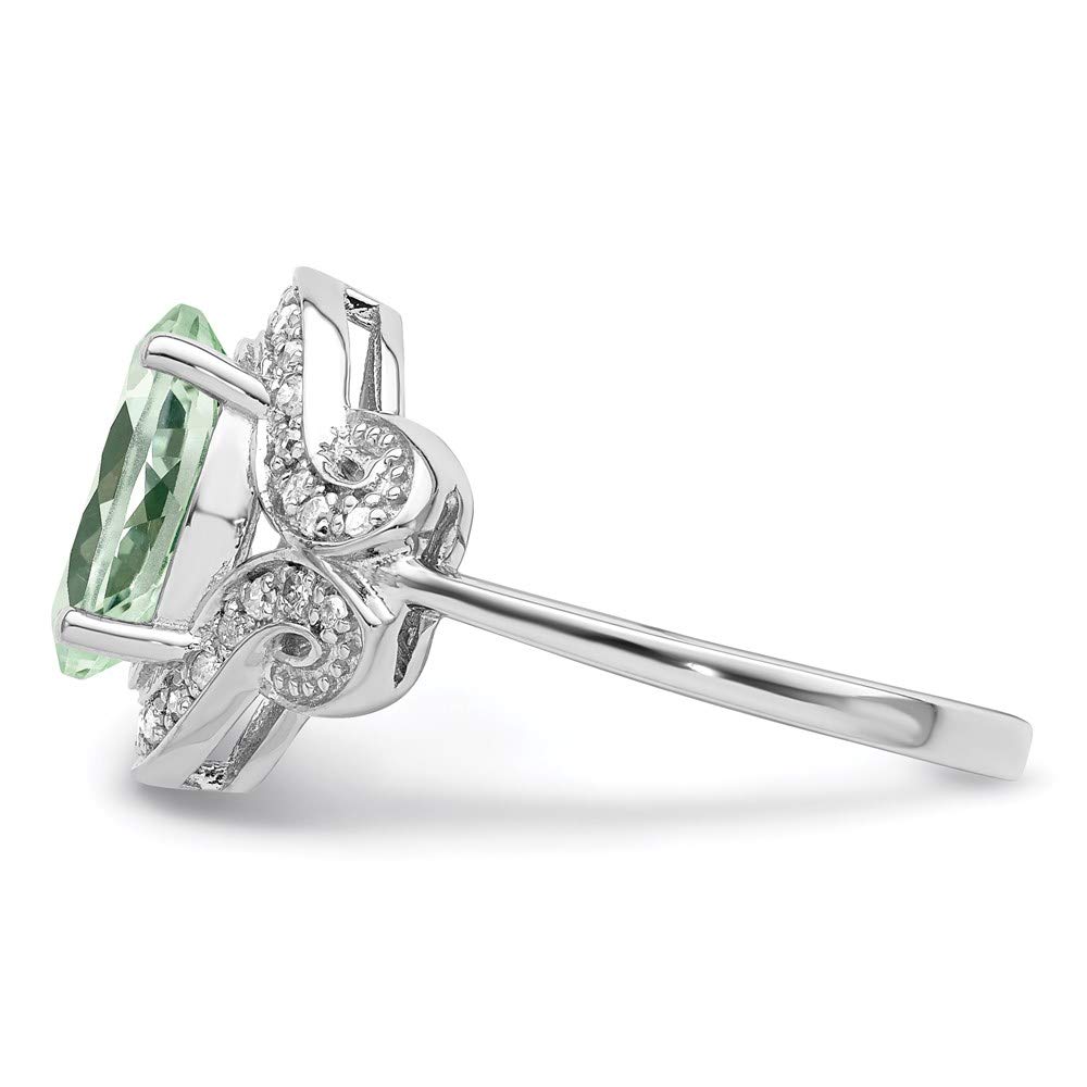 925 Sterling Silver Diamond & Oval Green Quartz Ring for Women - Elegant Fine Jewelry Gift for Her - Perfect for Weddings, Anniversaries & Special Occasions