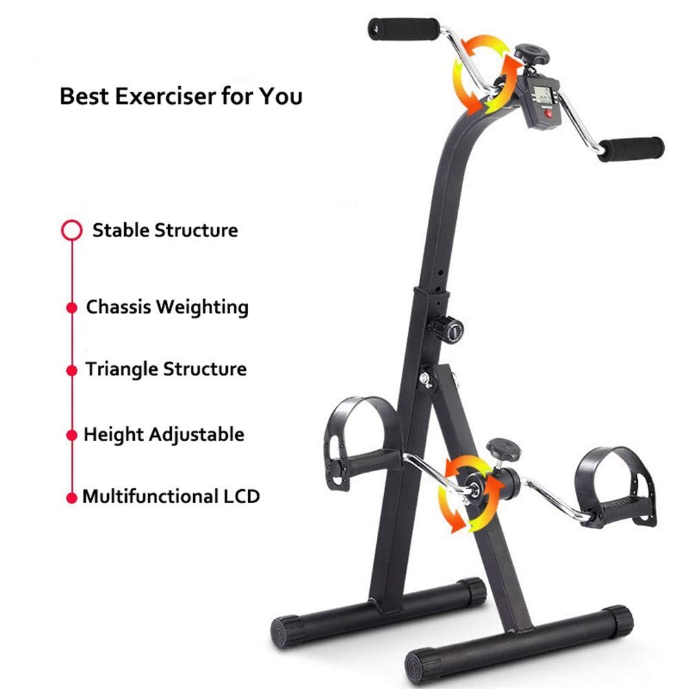 Portable Folding Pedal Exerciser with LCD Display - Mini Arm & Leg Exercise Bike for Home & Office - Hand & Foot Cycle Machine for Seniors, Adults, Men & Women - Perfect for Physical Therapy, Fitness & Rehabilitation