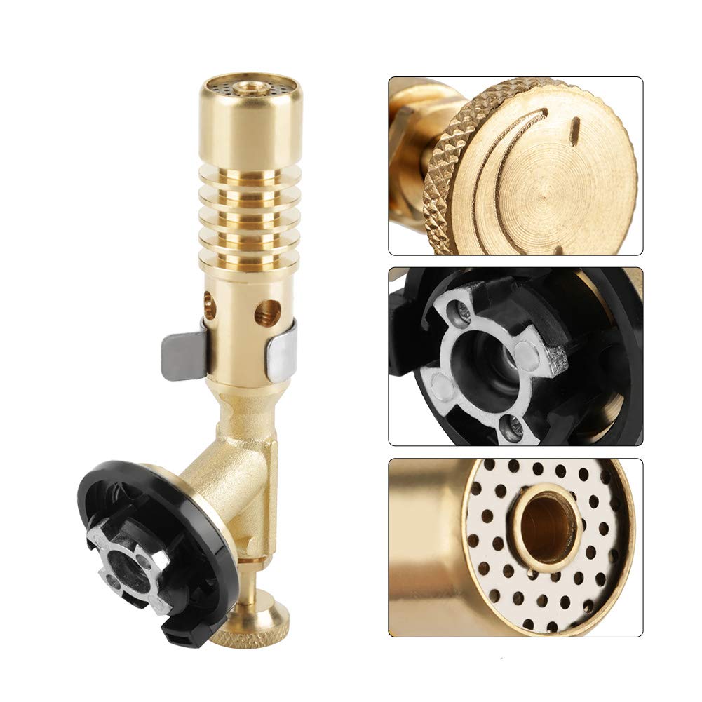 Premium Brass Butane Culinary Torch - Electronic Ignition Kitchen Torch for Crème Brûlée, Desserts, BBQ & Charcoal Lighter | Professional Cooking, Baking & Grilling Tool