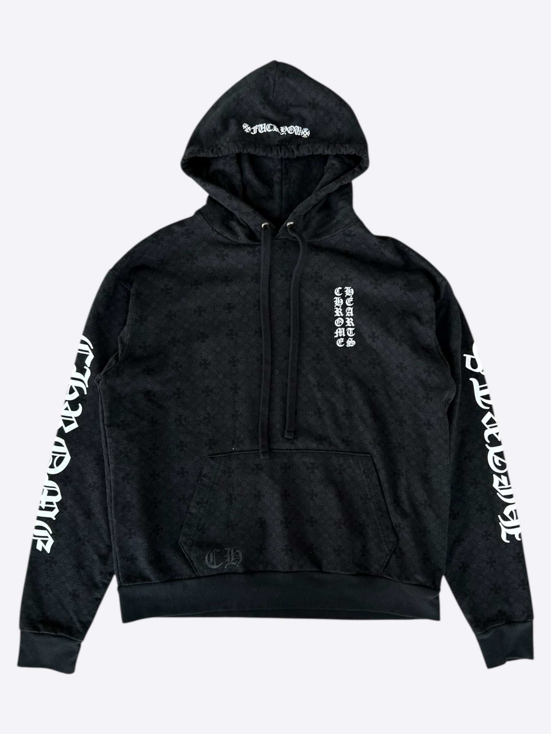 Chrome Hearts Black & White Cross Jacquard Horseshoe Logo Hoodie - Stylish Streetwear for Men & Women | Perfect for Casual Outfits, Urban Fashion & Everyday Wear