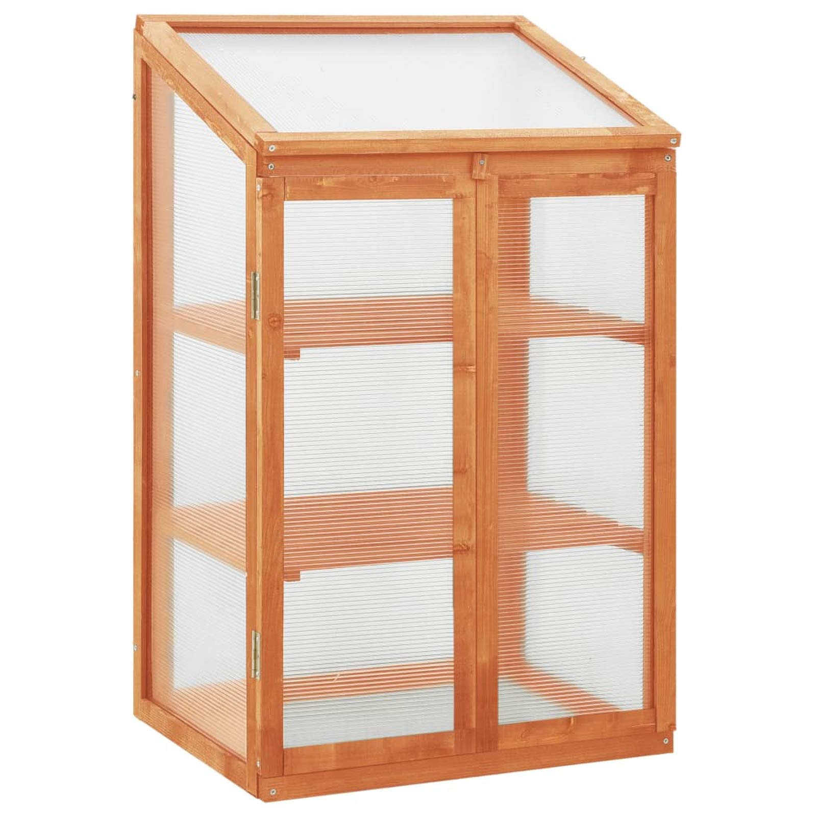 Premium Firwood PC Board Greenhouse with Openable Roof & Storage Shelves - 2 Doors Plant Gardening Tent for Herbs, Flowers, Vegetables | Perfect for Balcony, Deck, Garden, Patio & Outdoor Growing