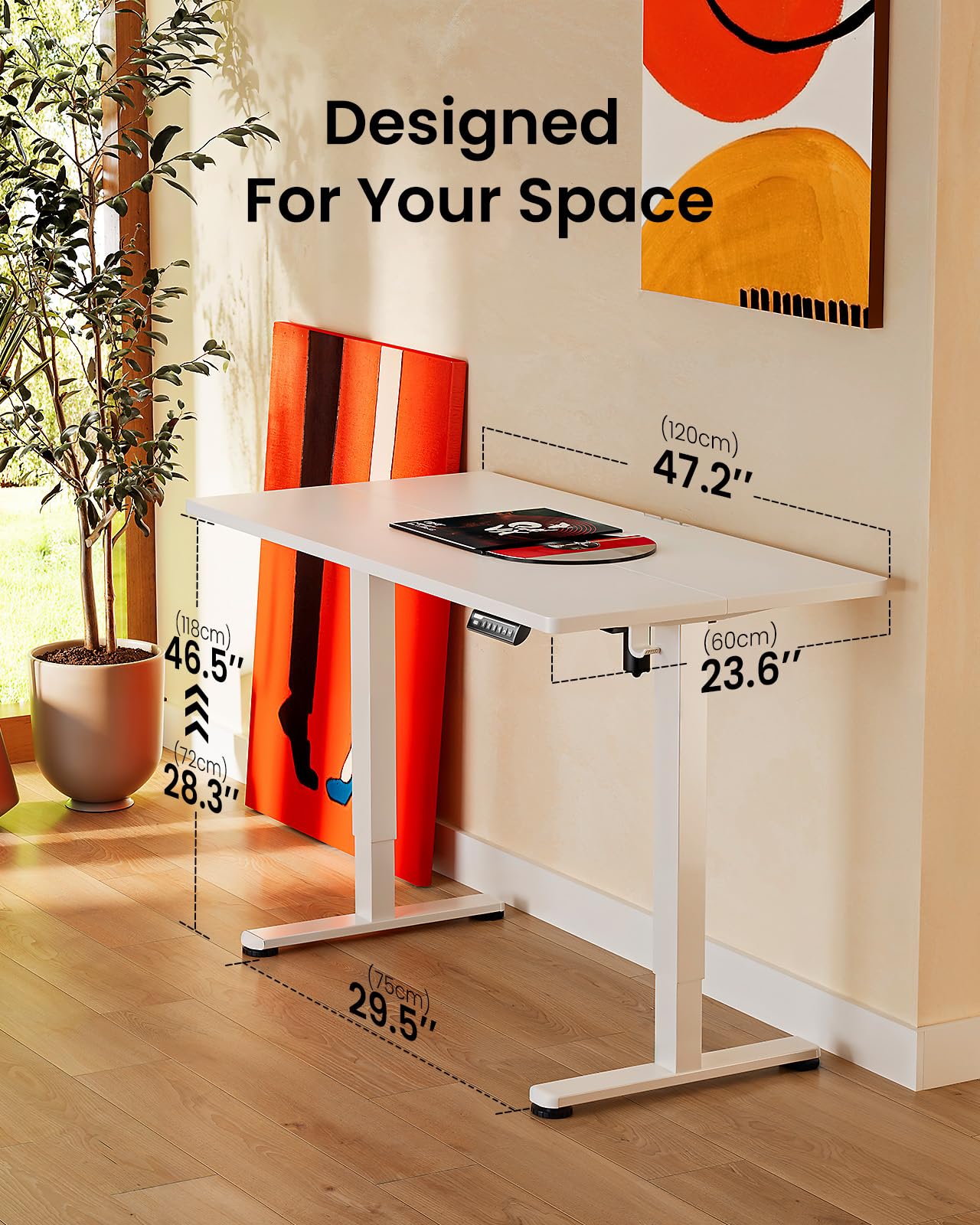 ErGear 48 x 24 Inches Electric Height Adjustable Standing Desk - Memory Preset Sit Stand Home Office Desk with Splice Board (White) | Perfect for Remote Work, Gaming & Study Spaces