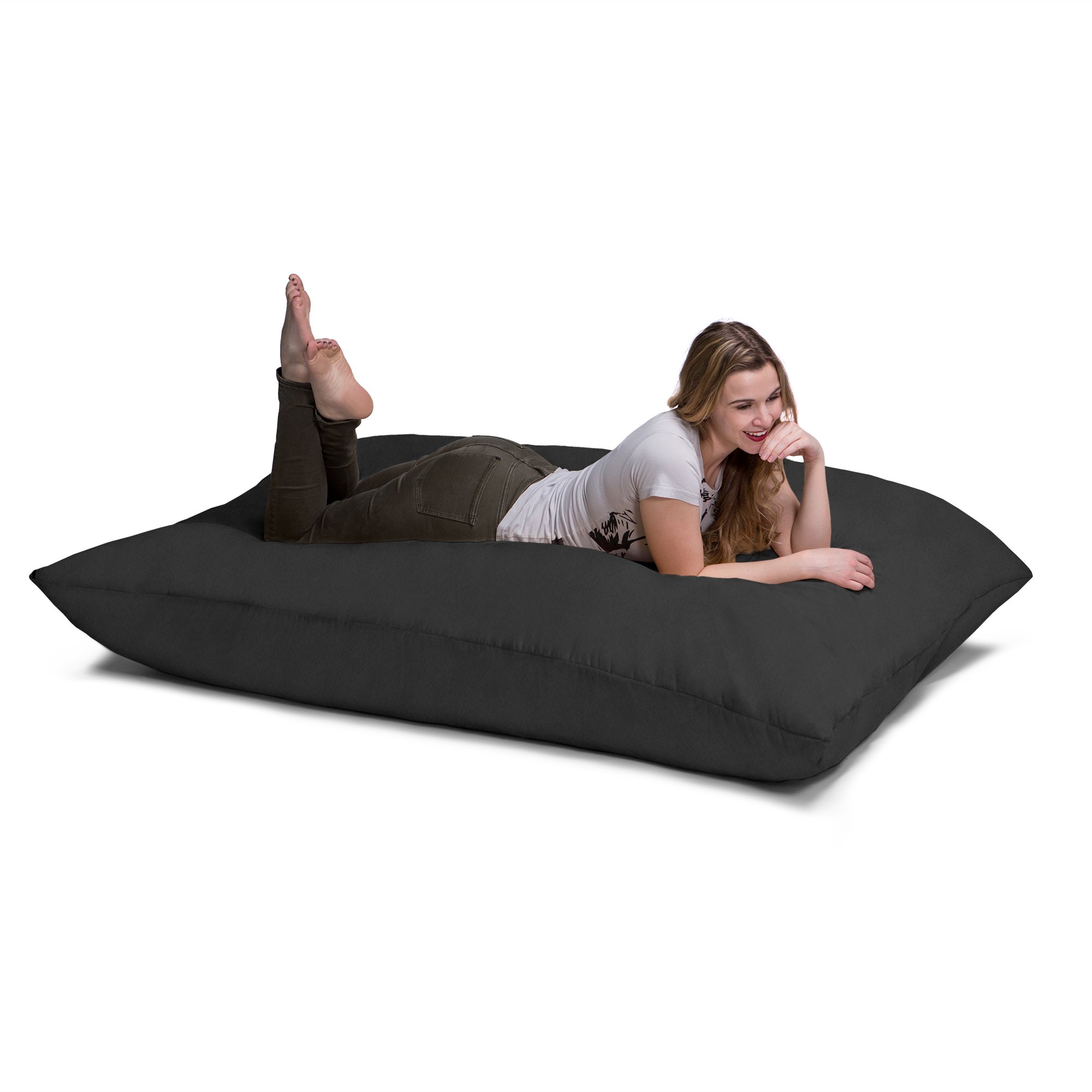 Jaxx Pillow Saxx 5.5-Foot Oversized Bean Bag Chair - Giant Floor Pillow & Lounger for Adults, Black - Perfect for Gaming, Movie Nights & Relaxing in Living Room or Bedroom