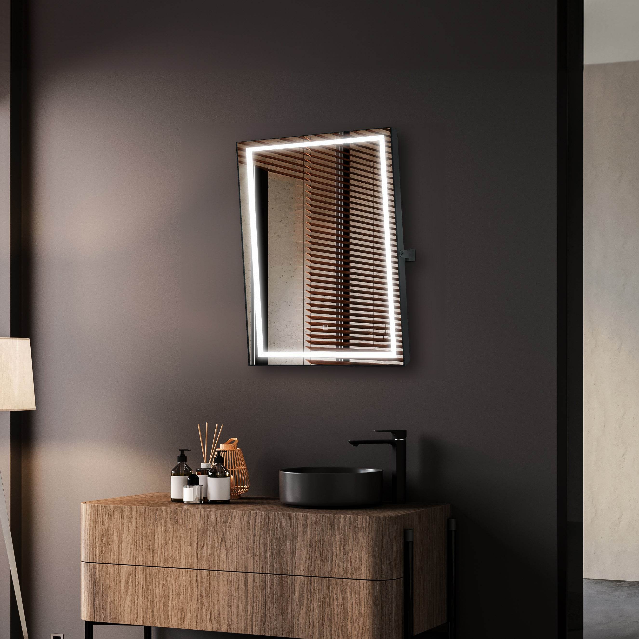 Kalista 24W x 32H Pivoting LED Bathroom Mirror with Adjustable Brightness - Perfect for Vanity, Makeup, and Shaving