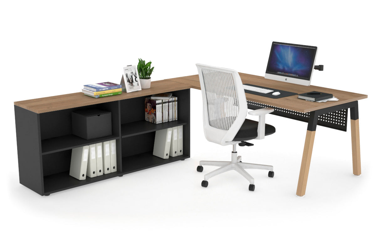 Premium Quadro A Legs Executive Desk with Wooden Legs & Black Cross Beam - 1600L x 700W - Perfect for Home Office, Conference Rooms & Executive Workspaces