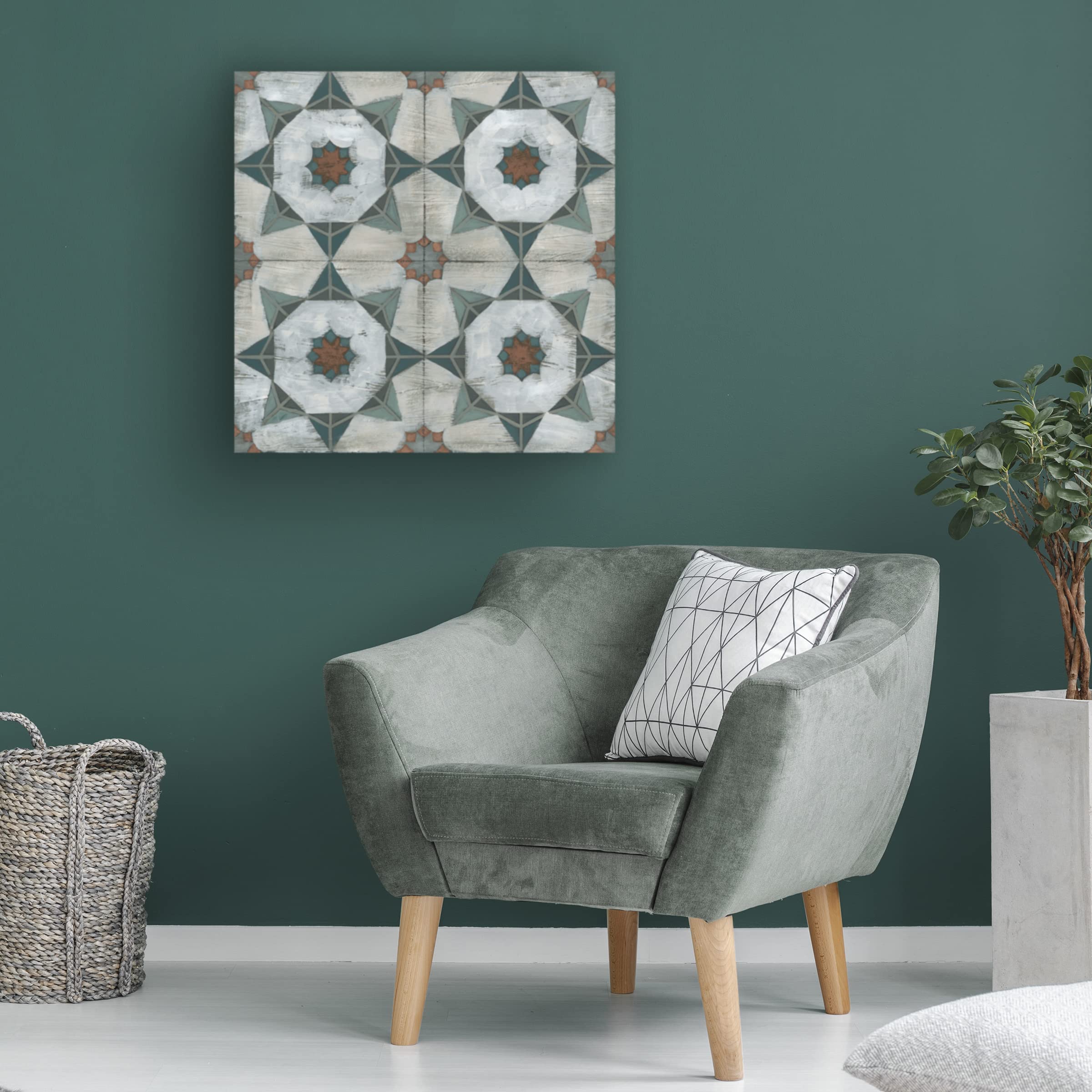 Trademark Fine Art 'Verdigris Tile II' Canvas Wall Art by June Erica Vess - 35x35 Inches, Modern Abstract Painting for Living Room, Bedroom & Office Decor