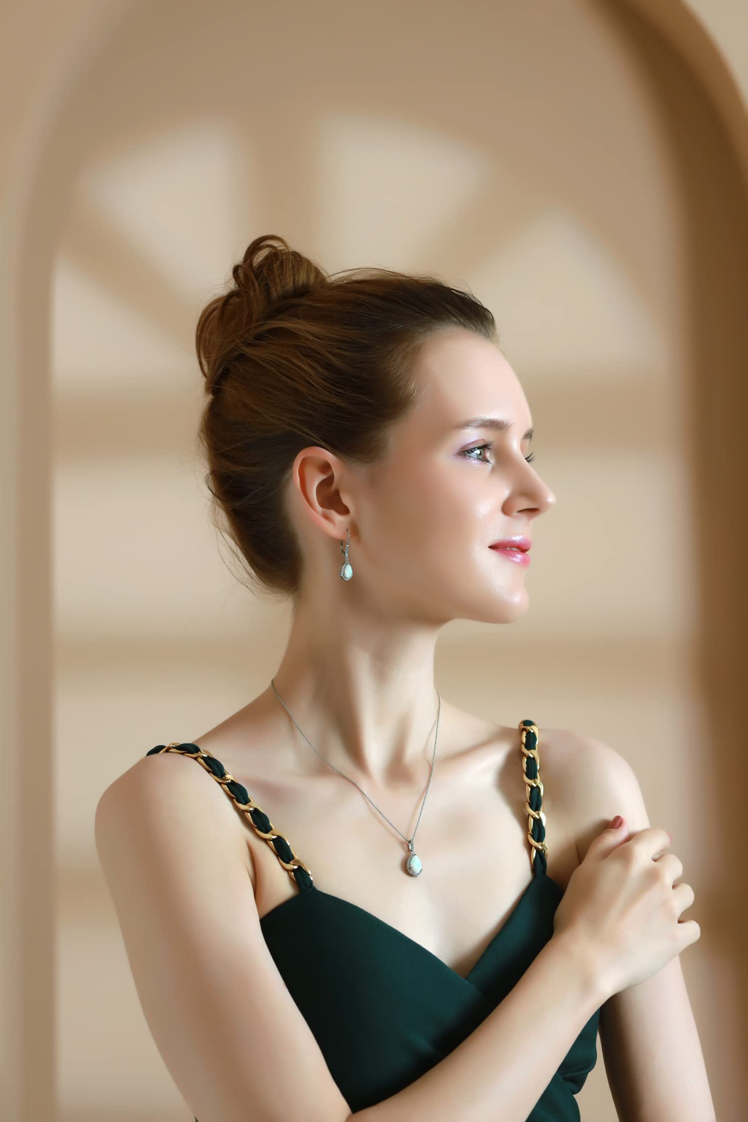 Women's Jewelry Sets - Sterling Silver Necklace & Earring Sets with Birthstone Gemstones | Teardrop Pendant & Dangle Earrings | Genuine & Synthetic Stones | Perfect for Gifts, Anniversaries & Special Occasions