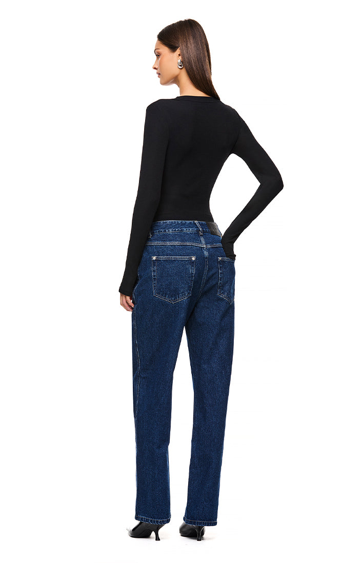 Dove Black Long Sleeve Women's Top - Soft Stretch Casual Shirt for Everyday Wear & Layering