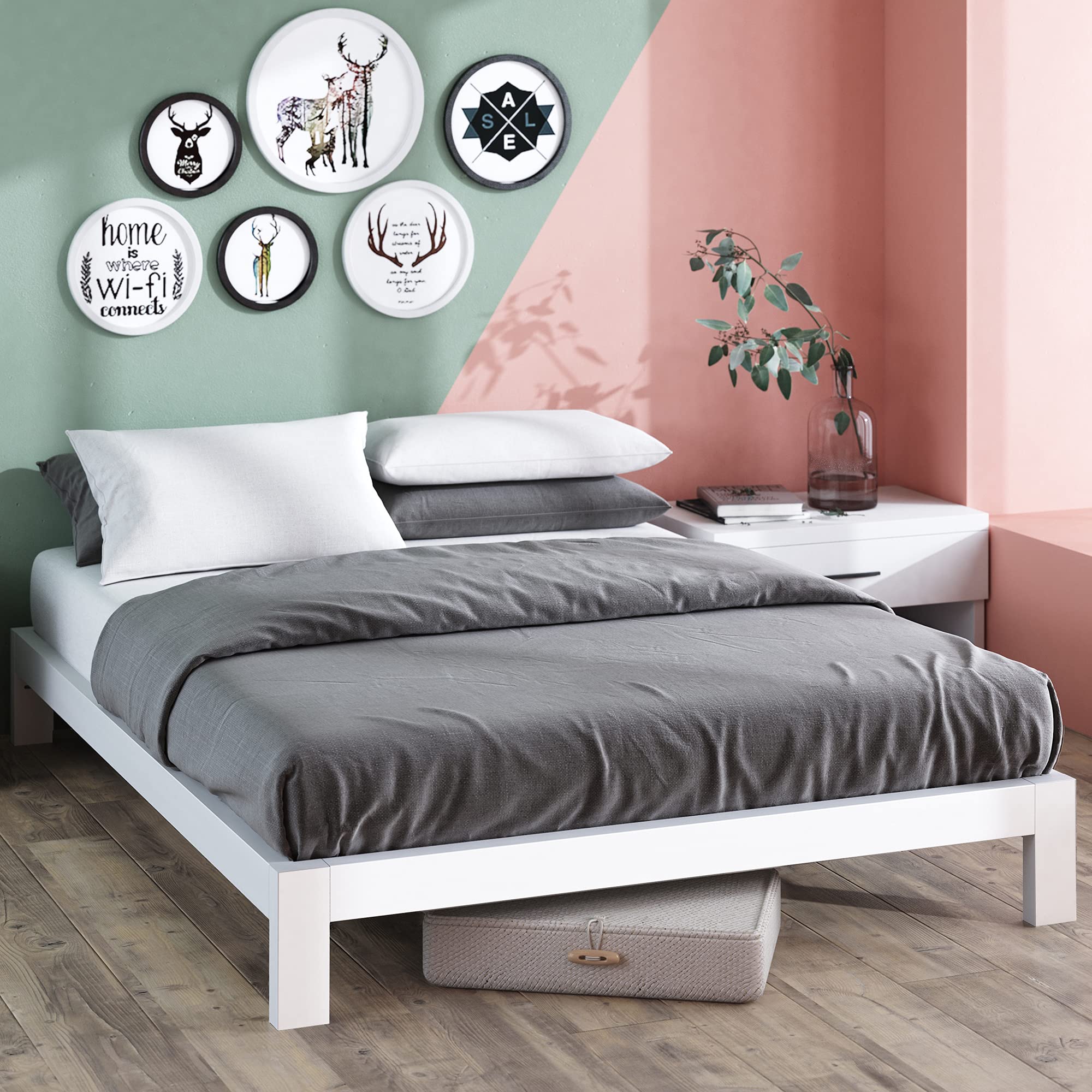 ZINUS White Full Metal Platform Bed Frame - Easy Assembly for Bedroom