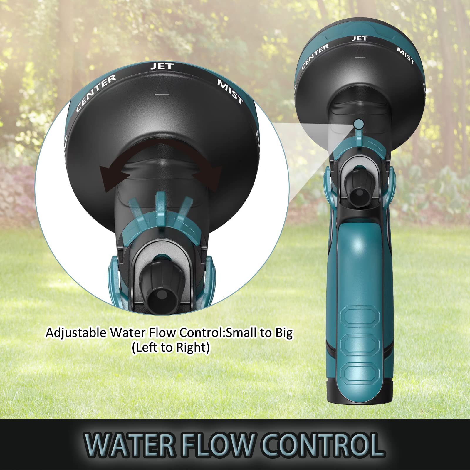 Upgraded Garden Hose Nozzle with 8 Adjustable Spray Patterns - Heavy Duty Water Hose Spray Nozzle for Plants, Car Washing, Pet Showering & Outdoor Cleaning (Blue) - Perfect for Lawn Care, Gardening and Home Maintenance